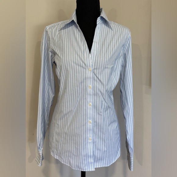Brooks Brothers Tops - Brooks Brothers Blue and White Striped Button Up Shirt